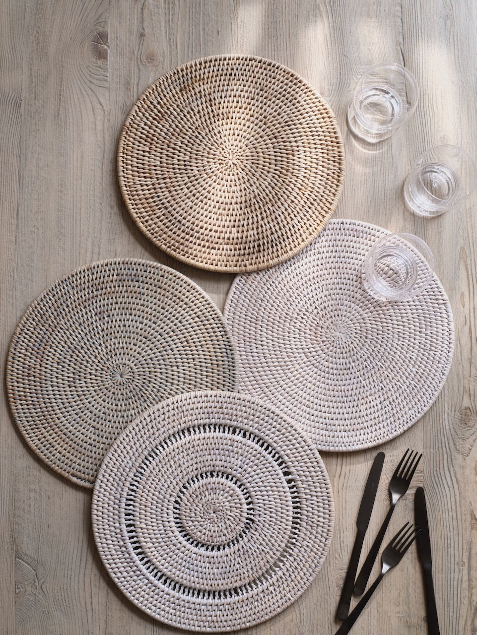 Rattan Placemats, Napkin Rings & Coasters