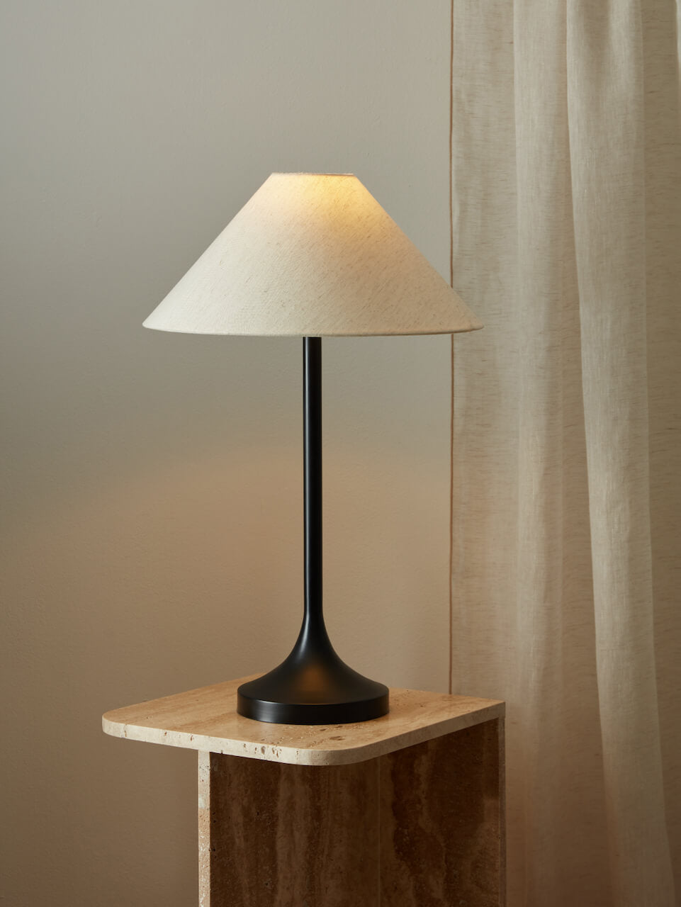 Ivar Black Table Lamp with Natural Shade