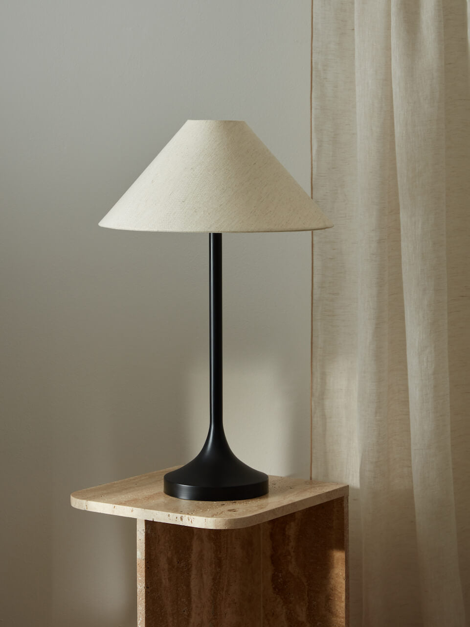 Ivar Black Table Lamp with Natural Shade