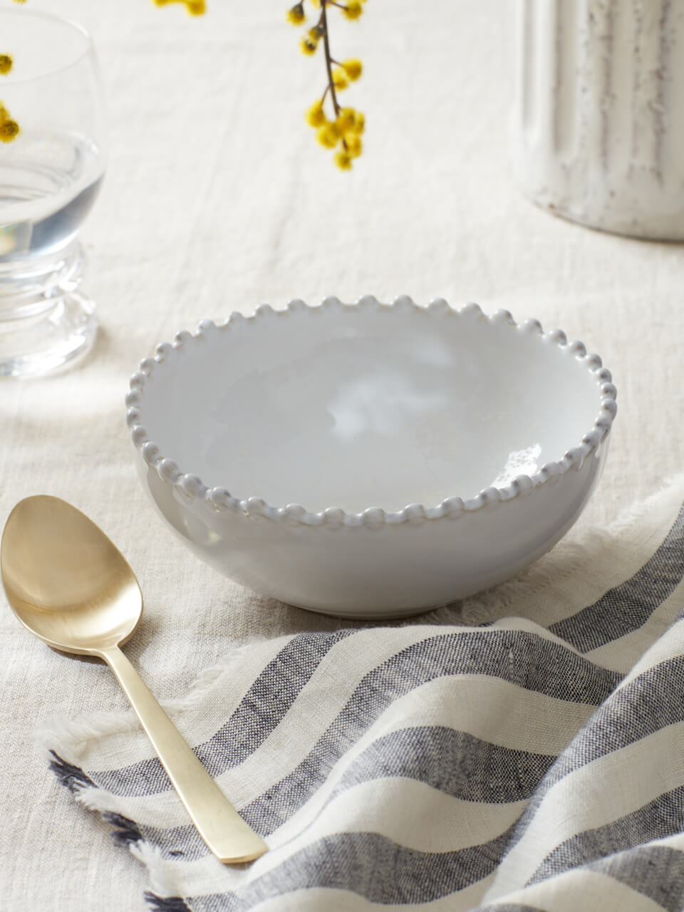 Pearl Stoneware Low Bowl