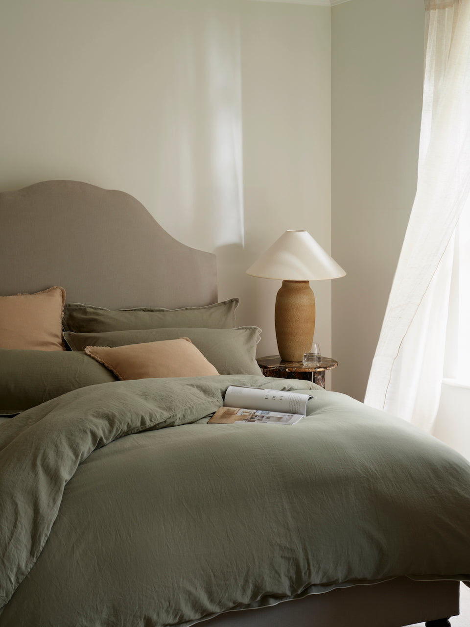 Lisbon Sage Green Cotton Duvet Cover