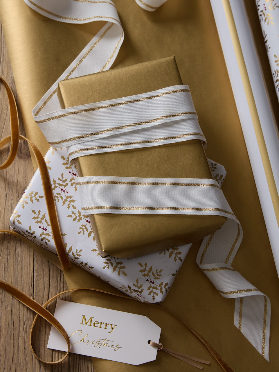 10m Wide Gold Stripe Ribbon