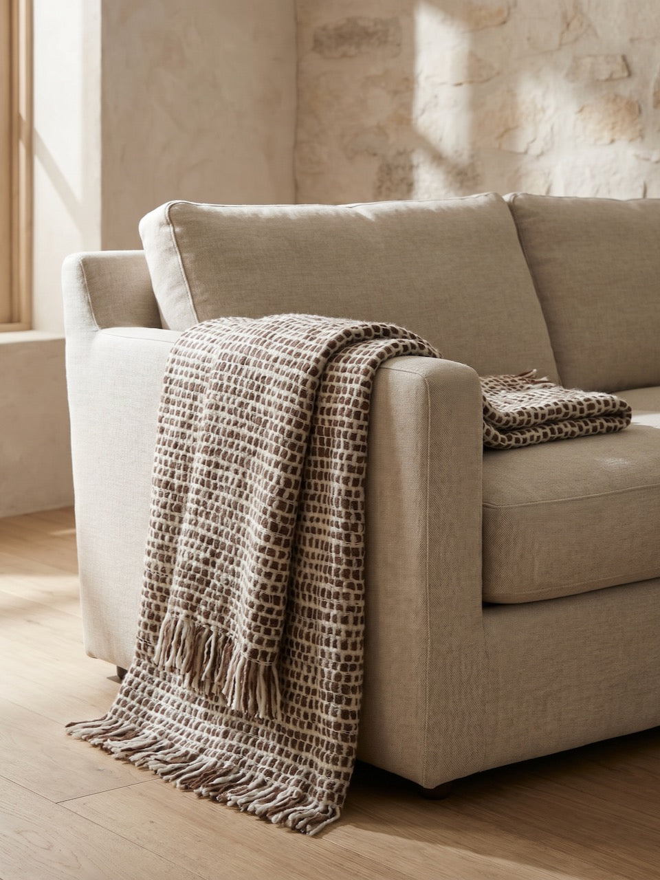 Brown Loose Weave Wool Throw