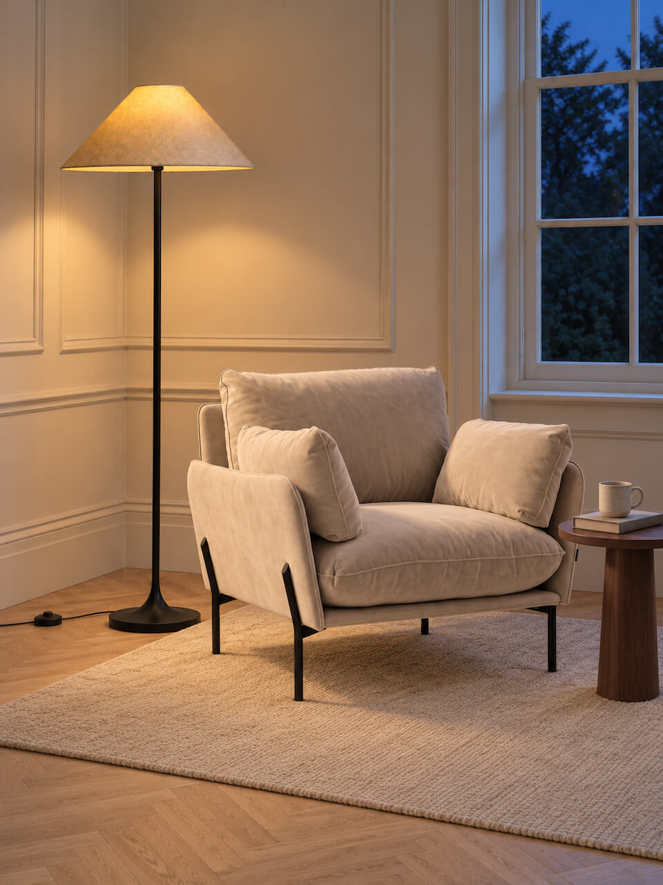 Ivar Black Metal Floor Lamp with Natural Shade