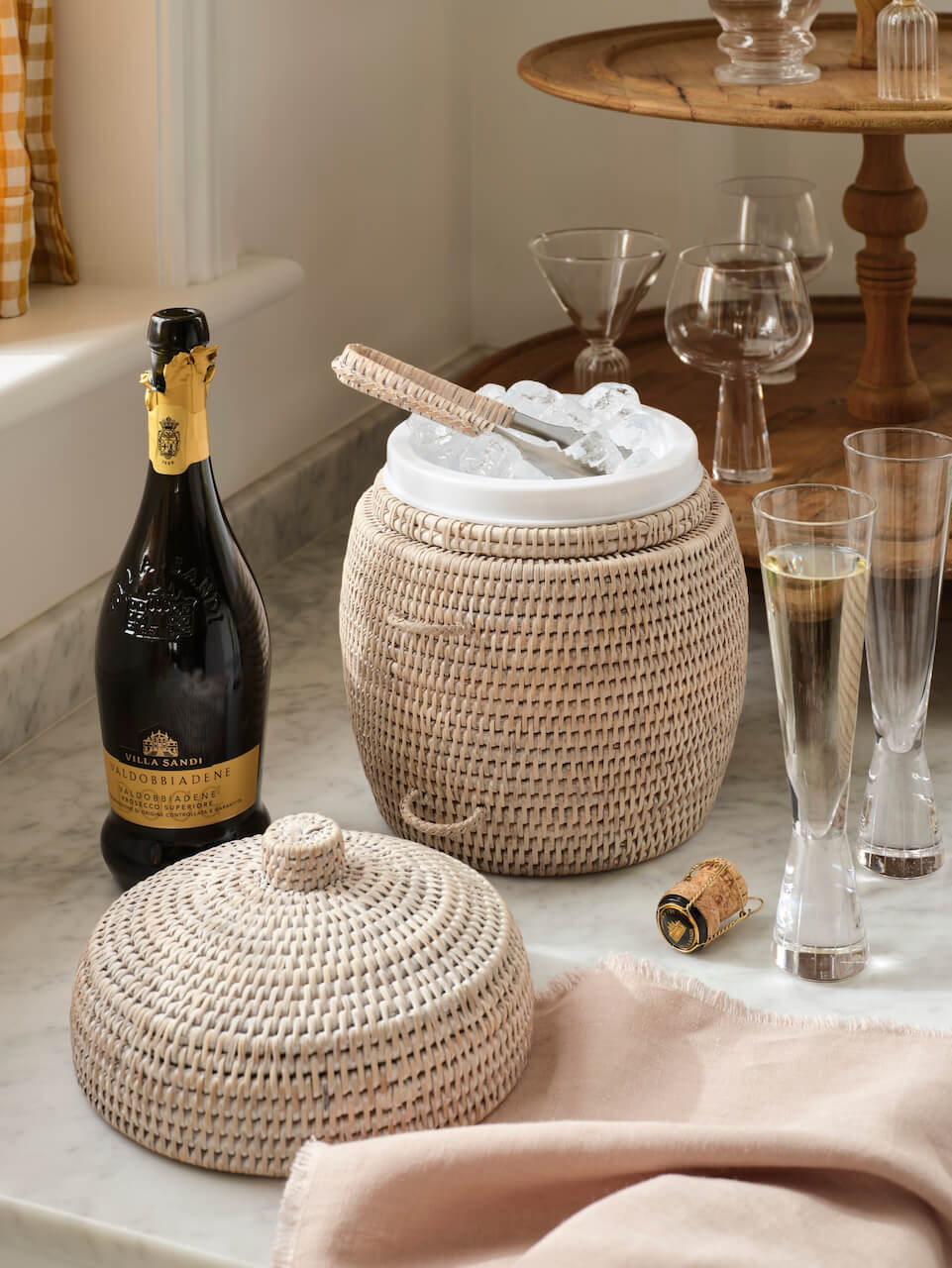 Minto Rattan Ice Bucket - White