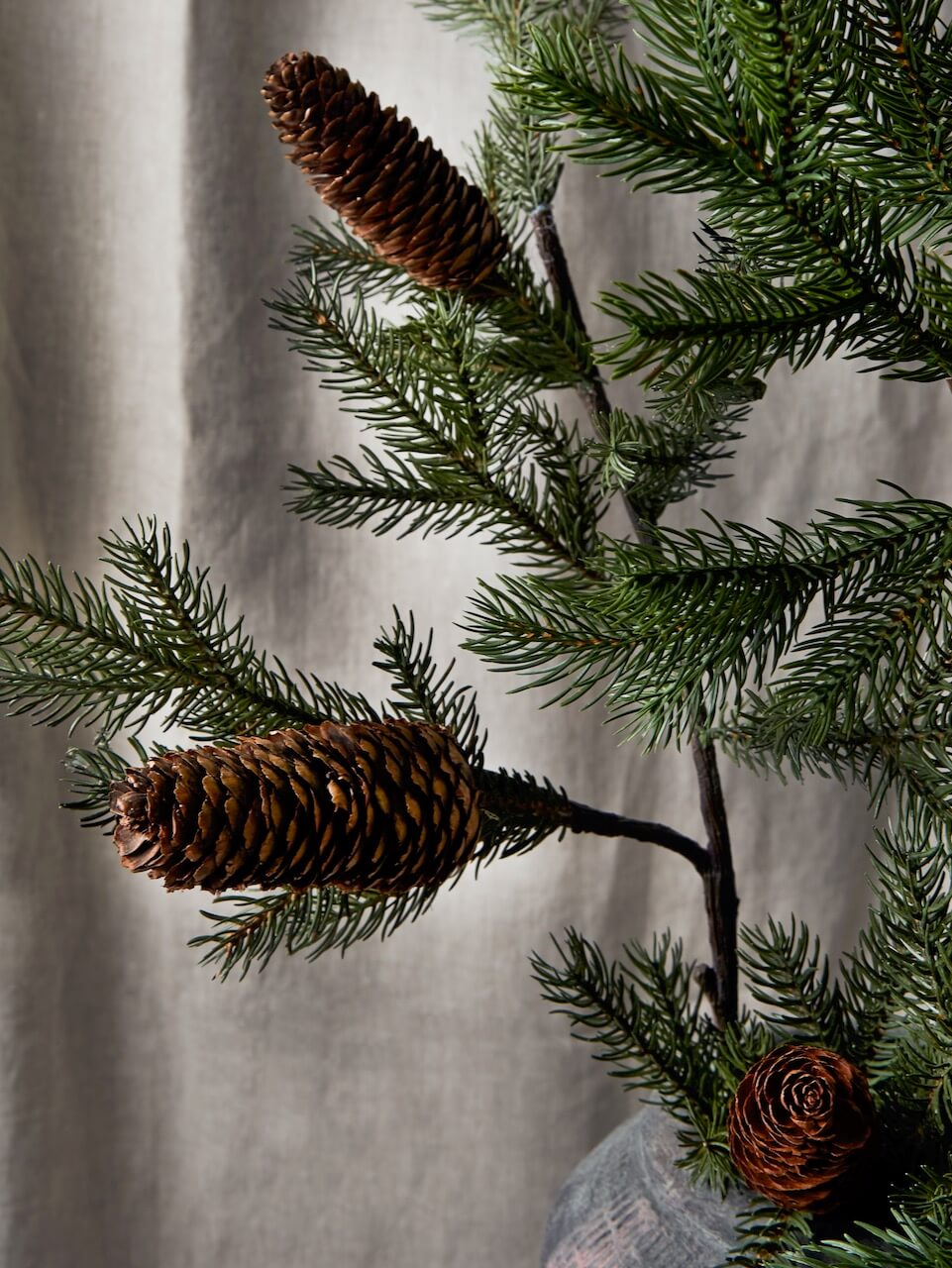 Faux Fir Branch with Cones