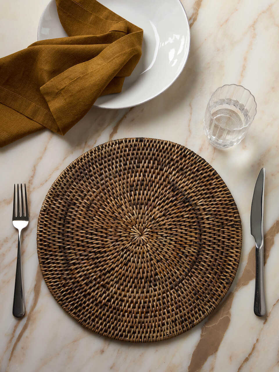 Iona Antique Brown Rattan Placemats - Set of 4