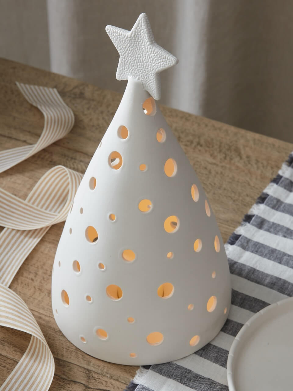 White Ceramic Candlelight Tree Ornament