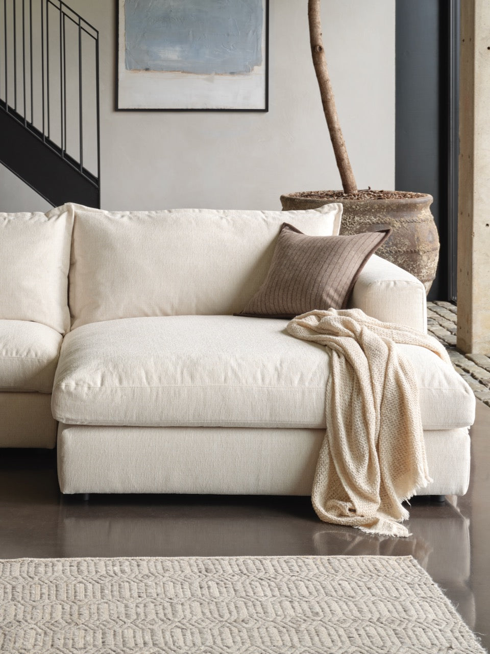 Hudson Fabric Chaise Lounge Sofa