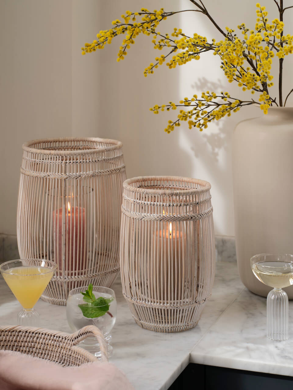 Leve Rattan Lantern - White