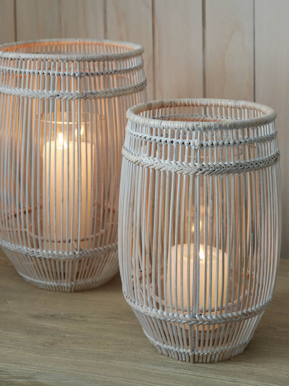 Leve Rattan Lantern - White