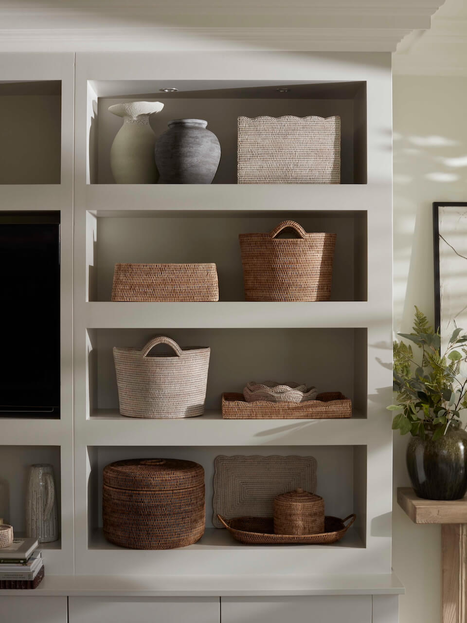 Blair Rattan Shelf Basket - Natural
