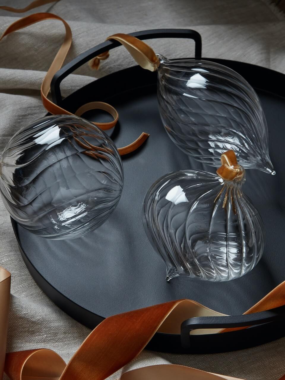 Set of 3 Twisted Glass Baubles
