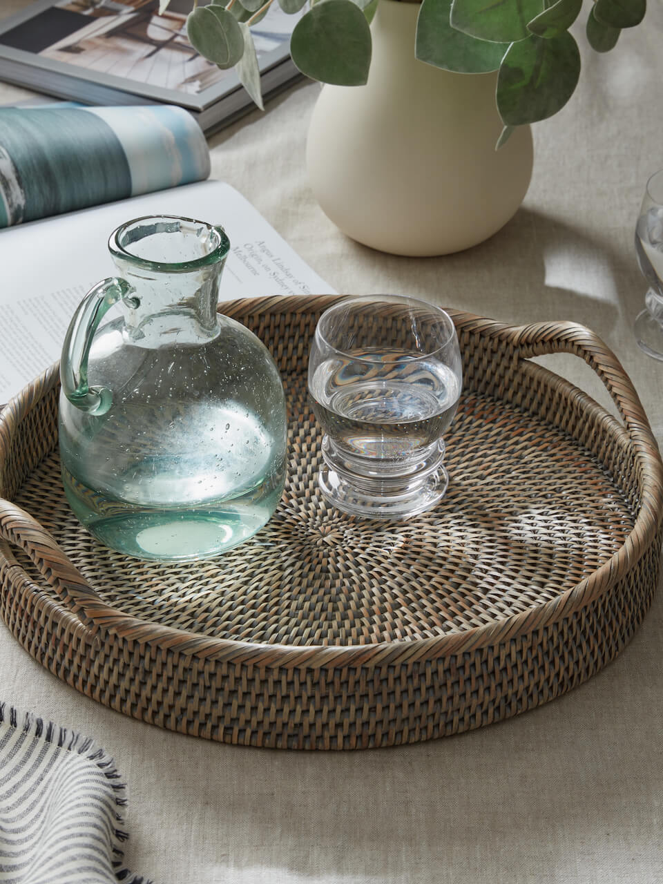 Firth Rattan Round Tray - Grey