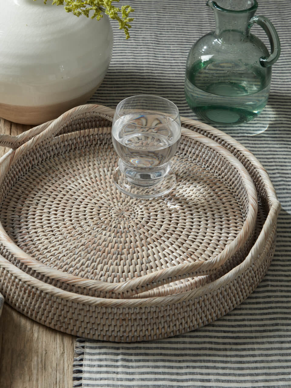 Firth Rattan Round Tray - White