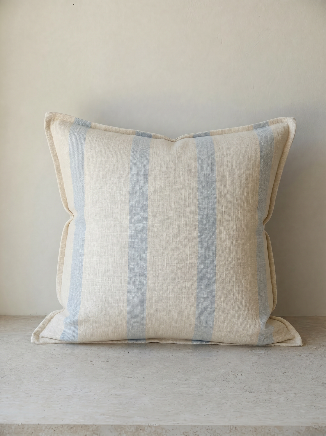 Blue Fog Stripe Cotton Linen Cushion Cover