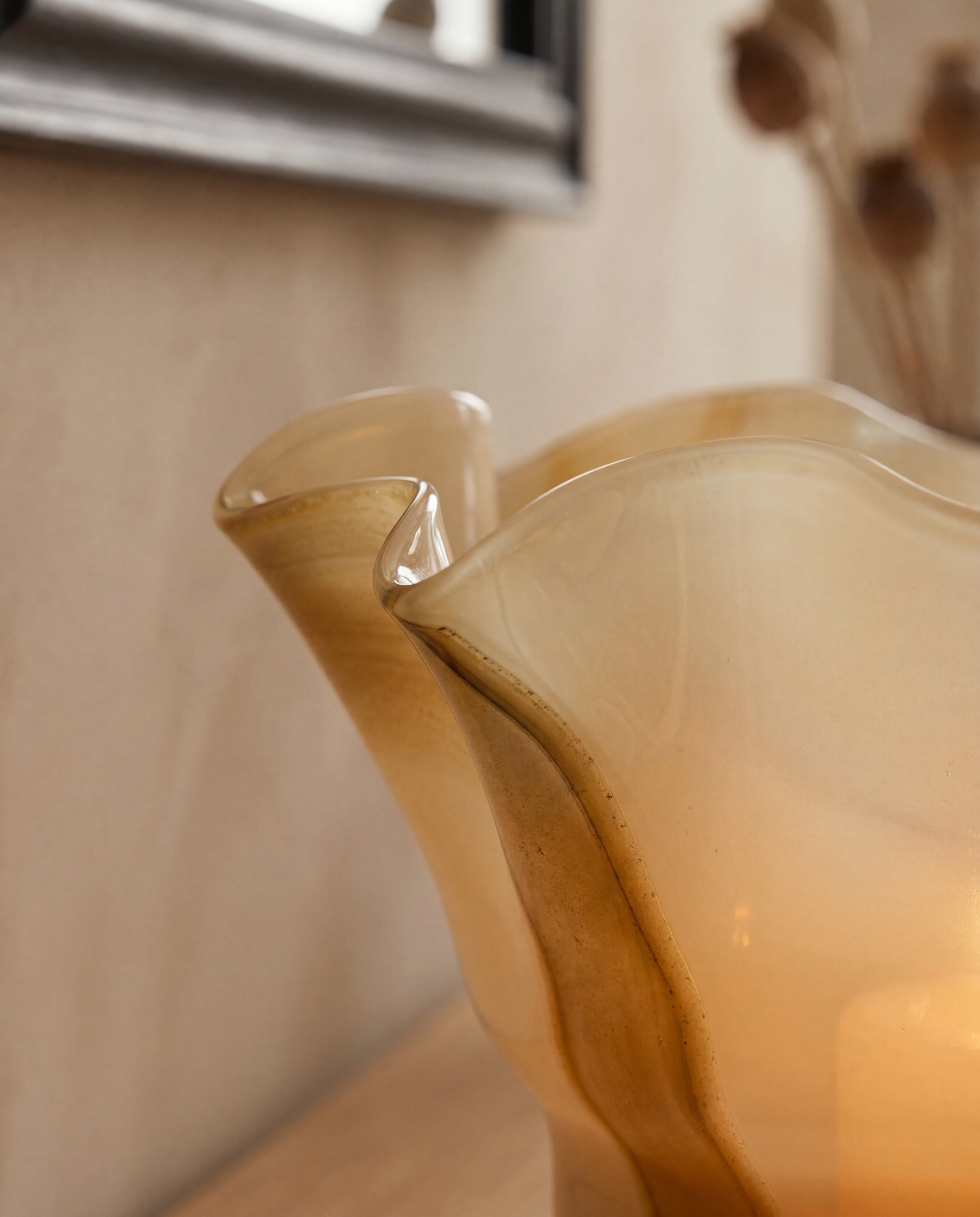 Caramel Stripe Handblown Glass Vase
