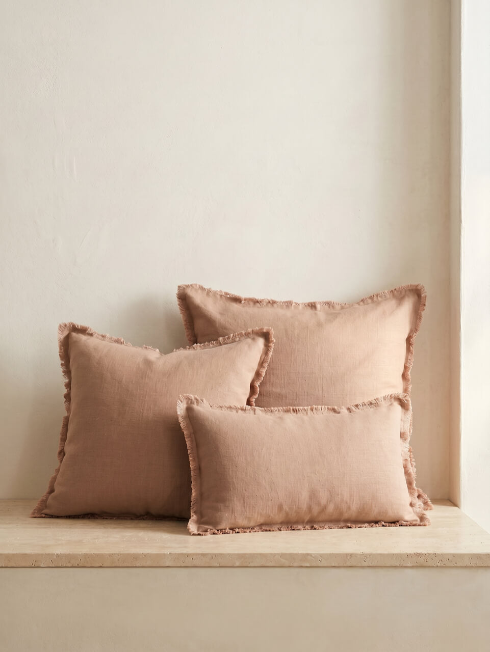 Fringe Linen Cushion Cover Café Crème