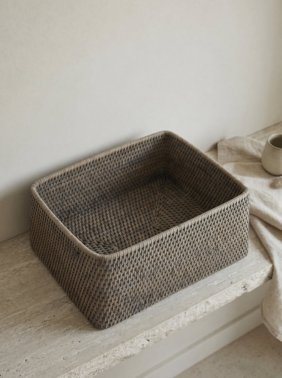 Blair Rattan Shelf Basket - Grey