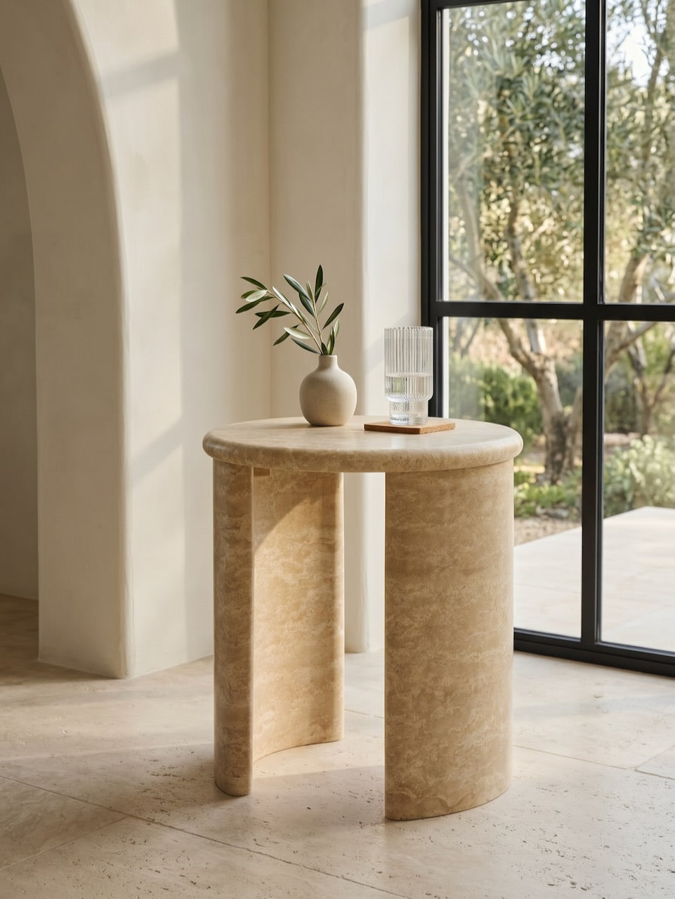 Alva Travertine Side Table