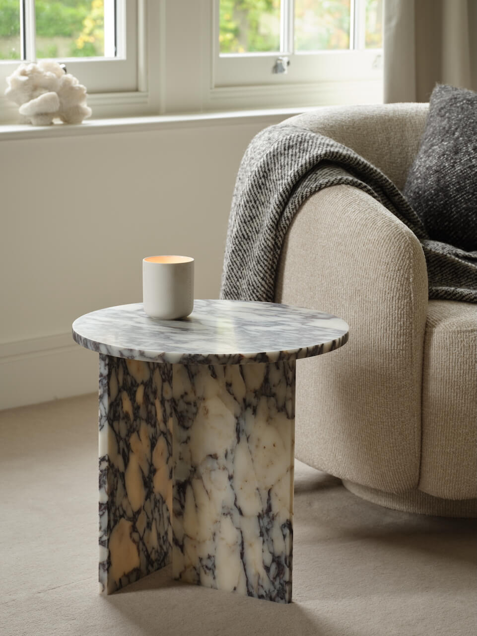 Melrose Calacatta Viola Marble Side Table