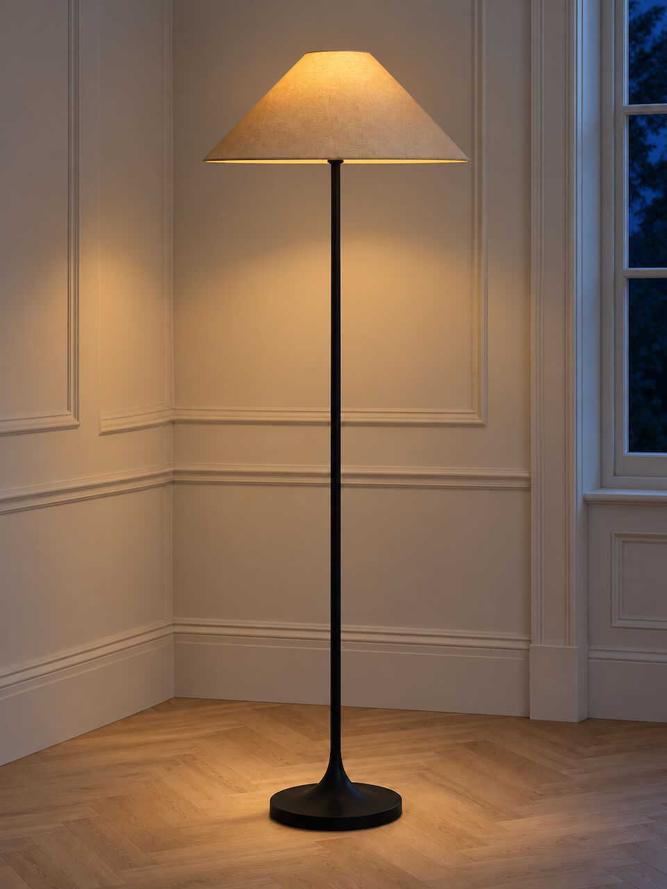 Ivar Black Metal Floor Lamp with Natural Shade