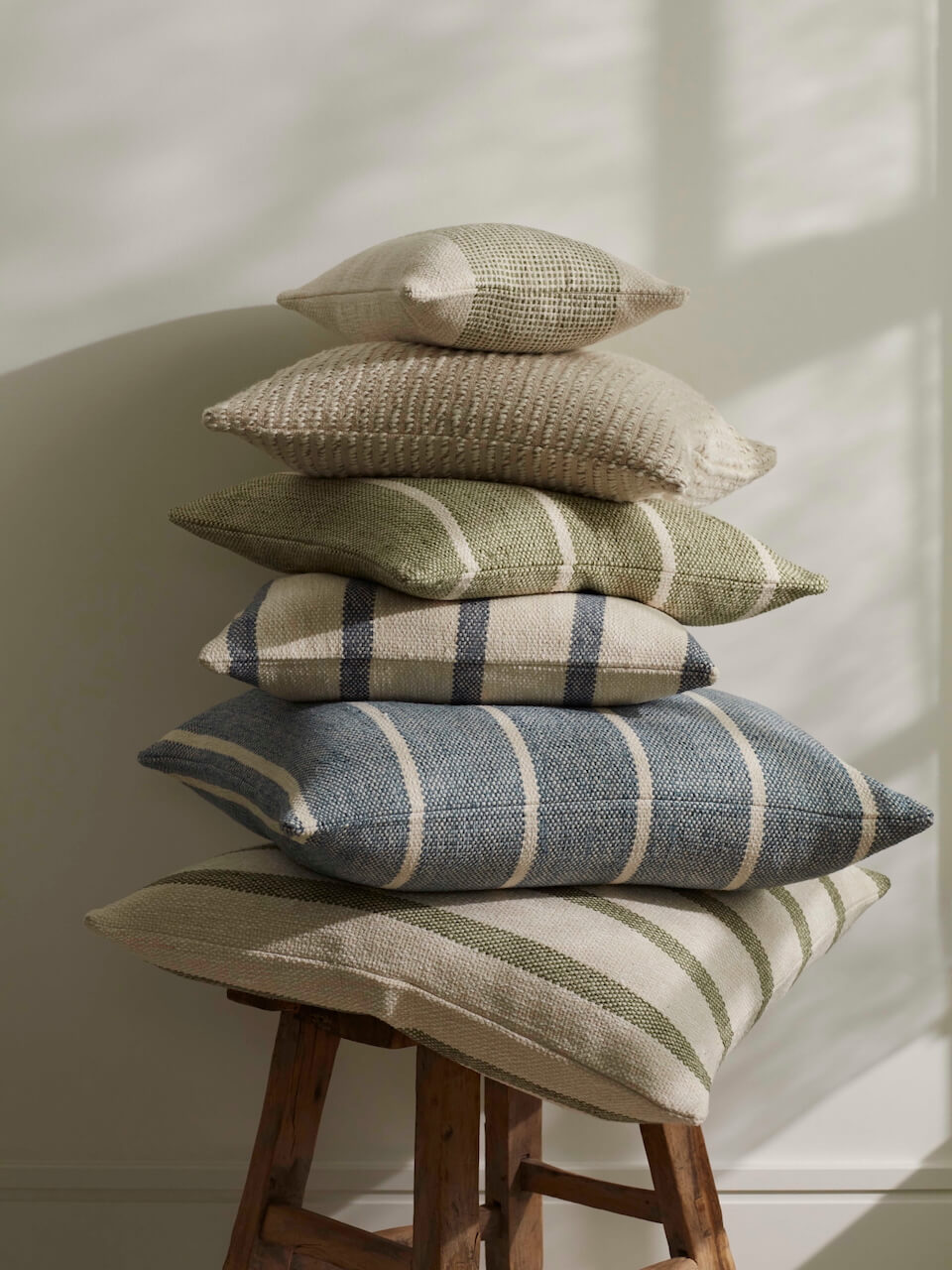 Green Stripe Cotton Cushion Cover