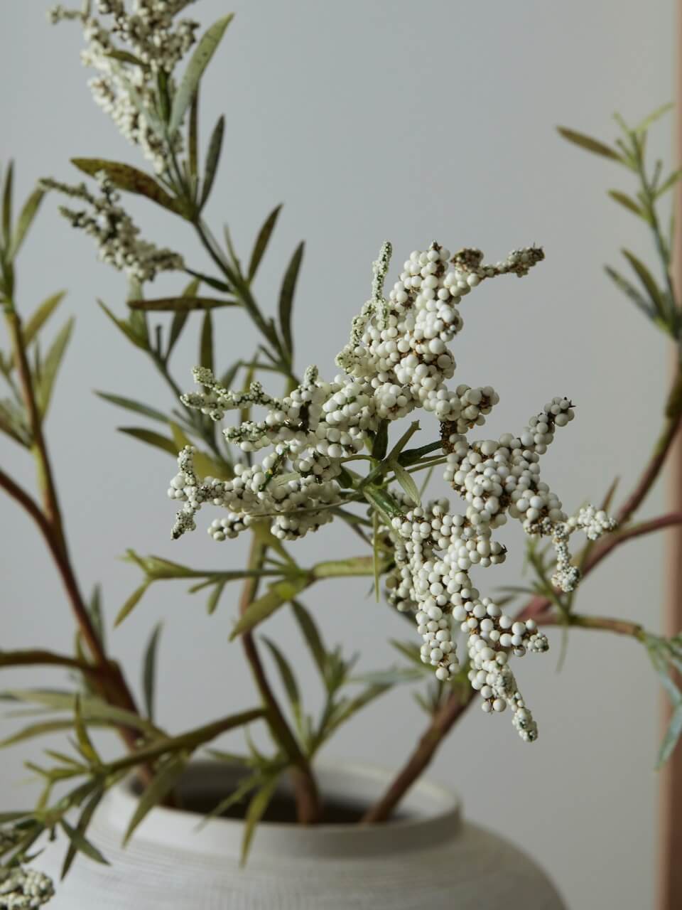 Faux White Berry Stem