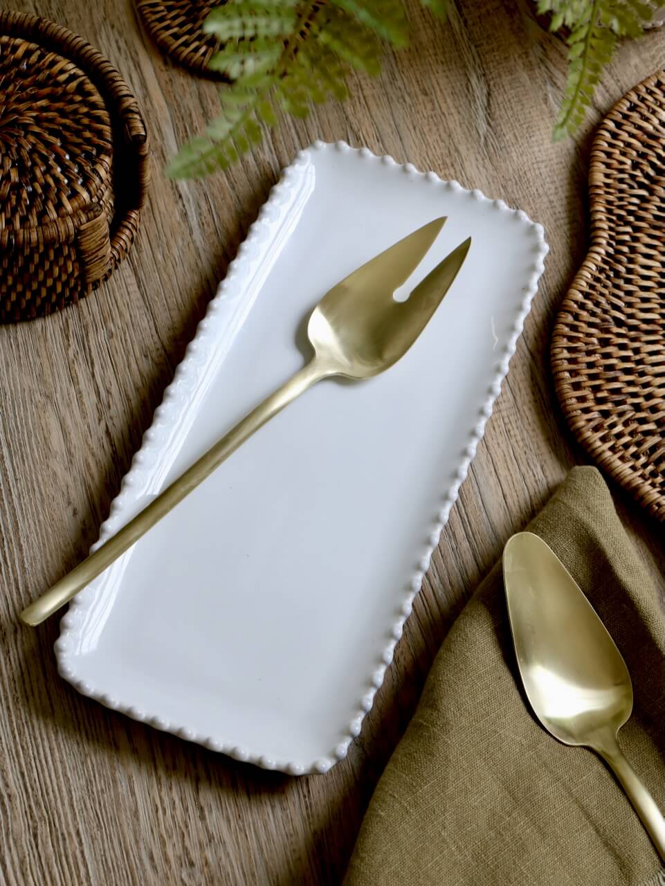Pearl Stoneware Rectangular Tray