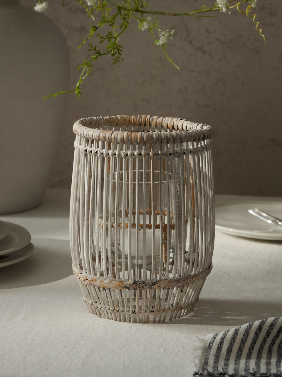 Leve Rattan Lantern - White
