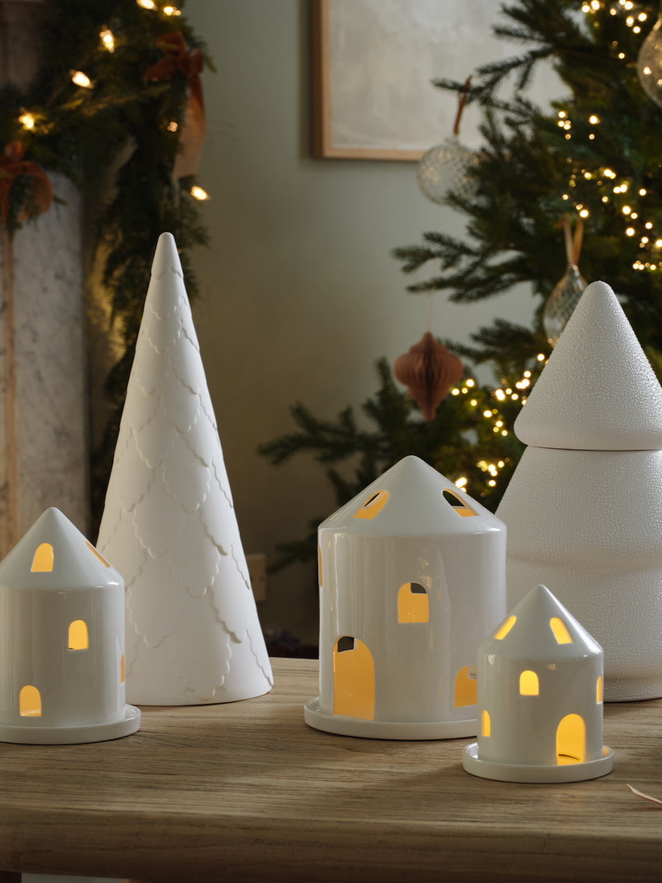 White Ceramic House Ornament