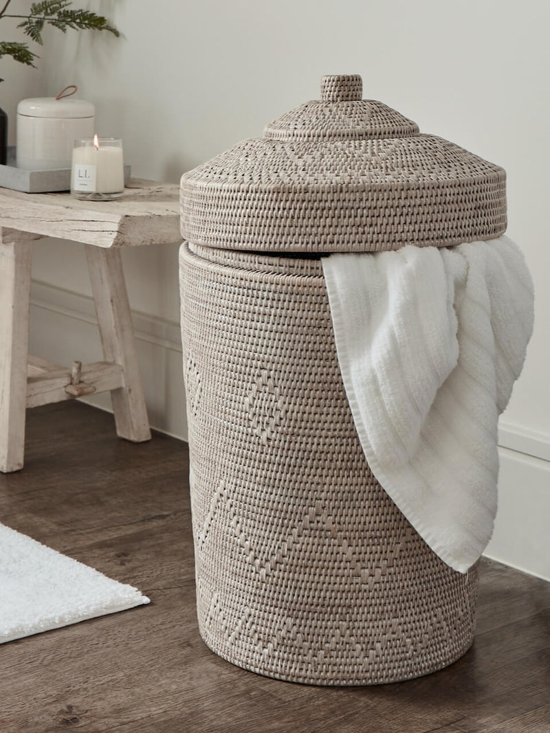 Lavan Rattan Laundry Basket - White