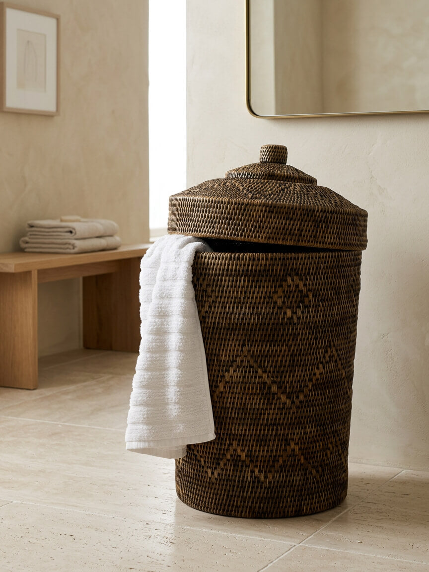 Lavan Antique Brown Rattan Laundry Basket