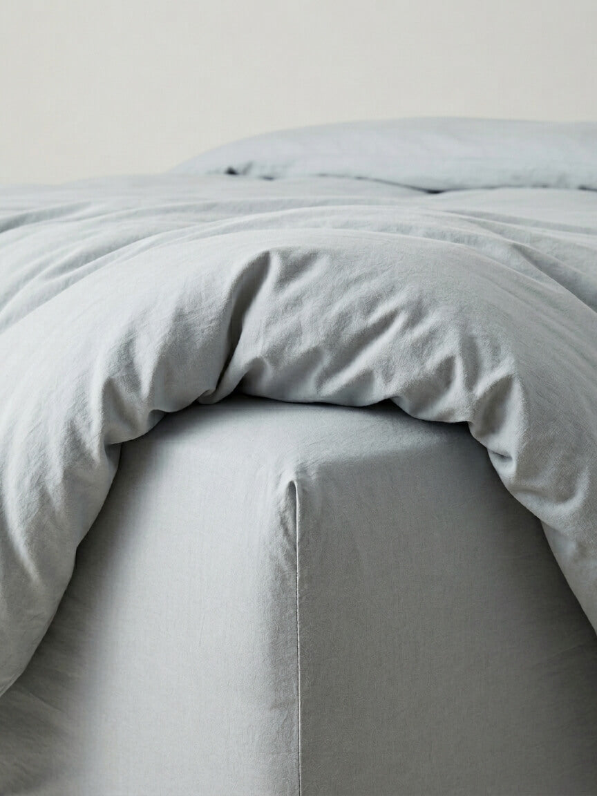 Lisbon Blue Fog Cotton Deep Fitted Sheet