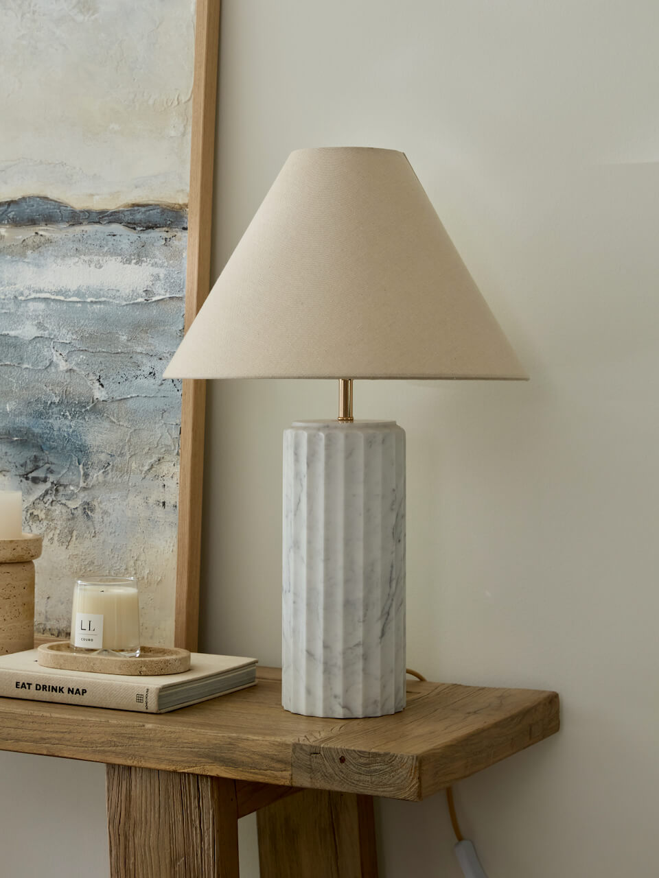 Lumo Carrara Marble Table Lamp & Shade