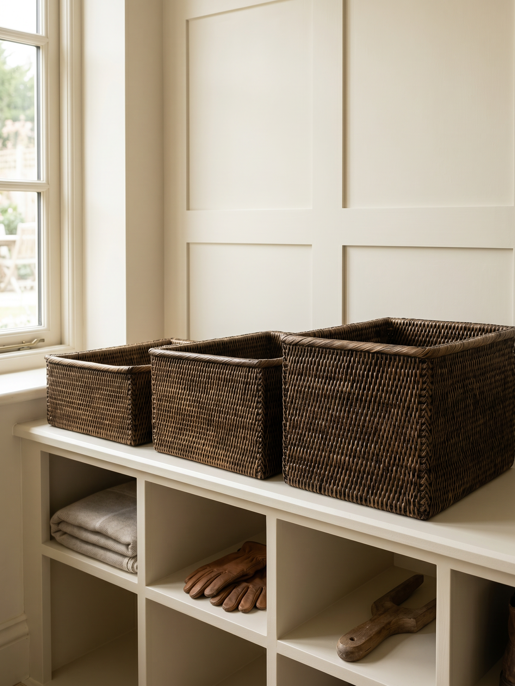Rowan Rattan Shelf Baskets Set of 3 - Antique Brown