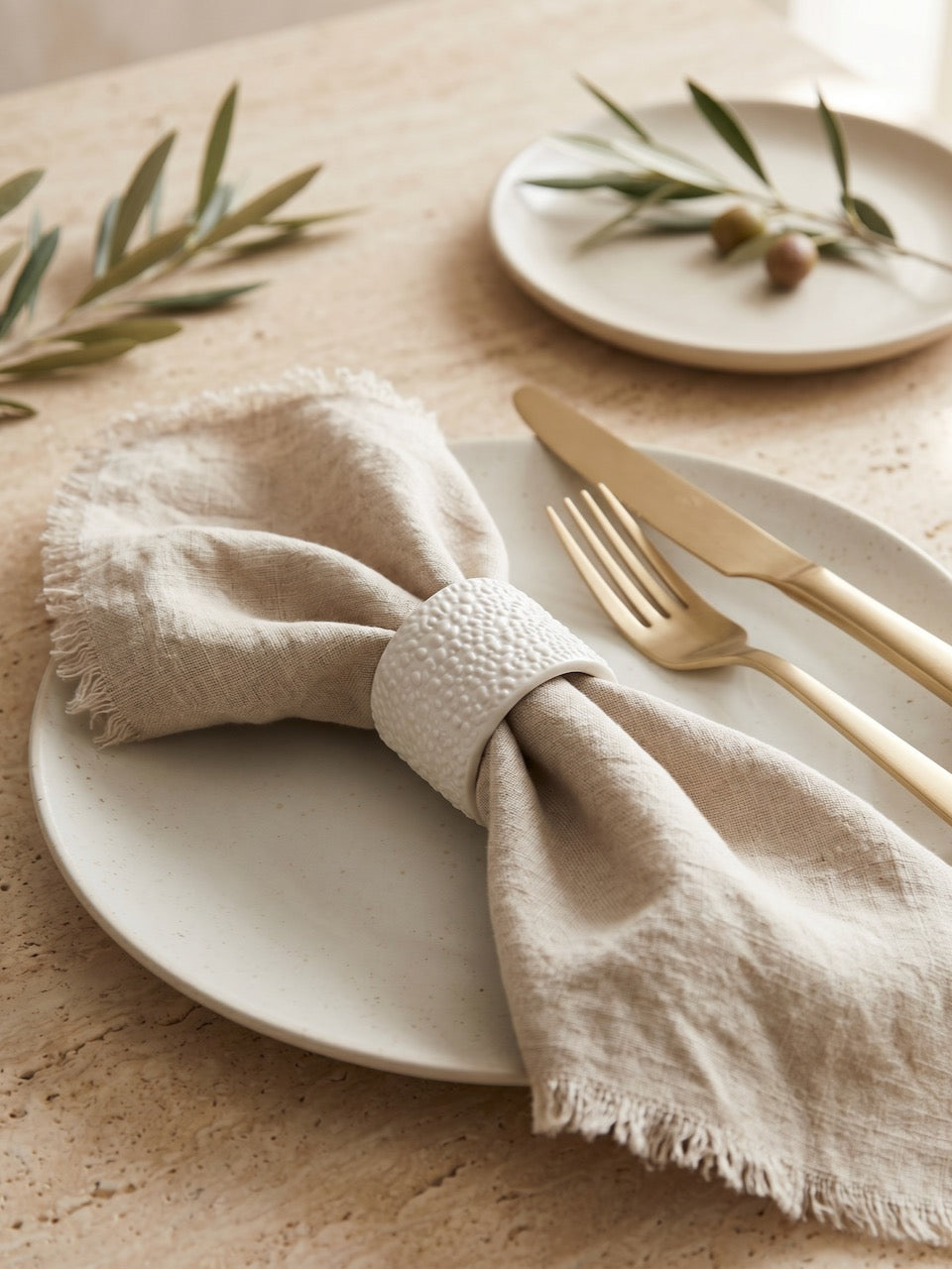 Set of 6 Textured Ceramic Napkin Rings