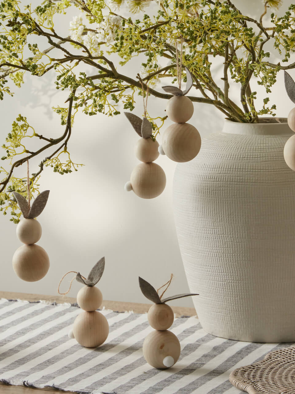 Wooden Hanging Easter Bunnies - Set of 6