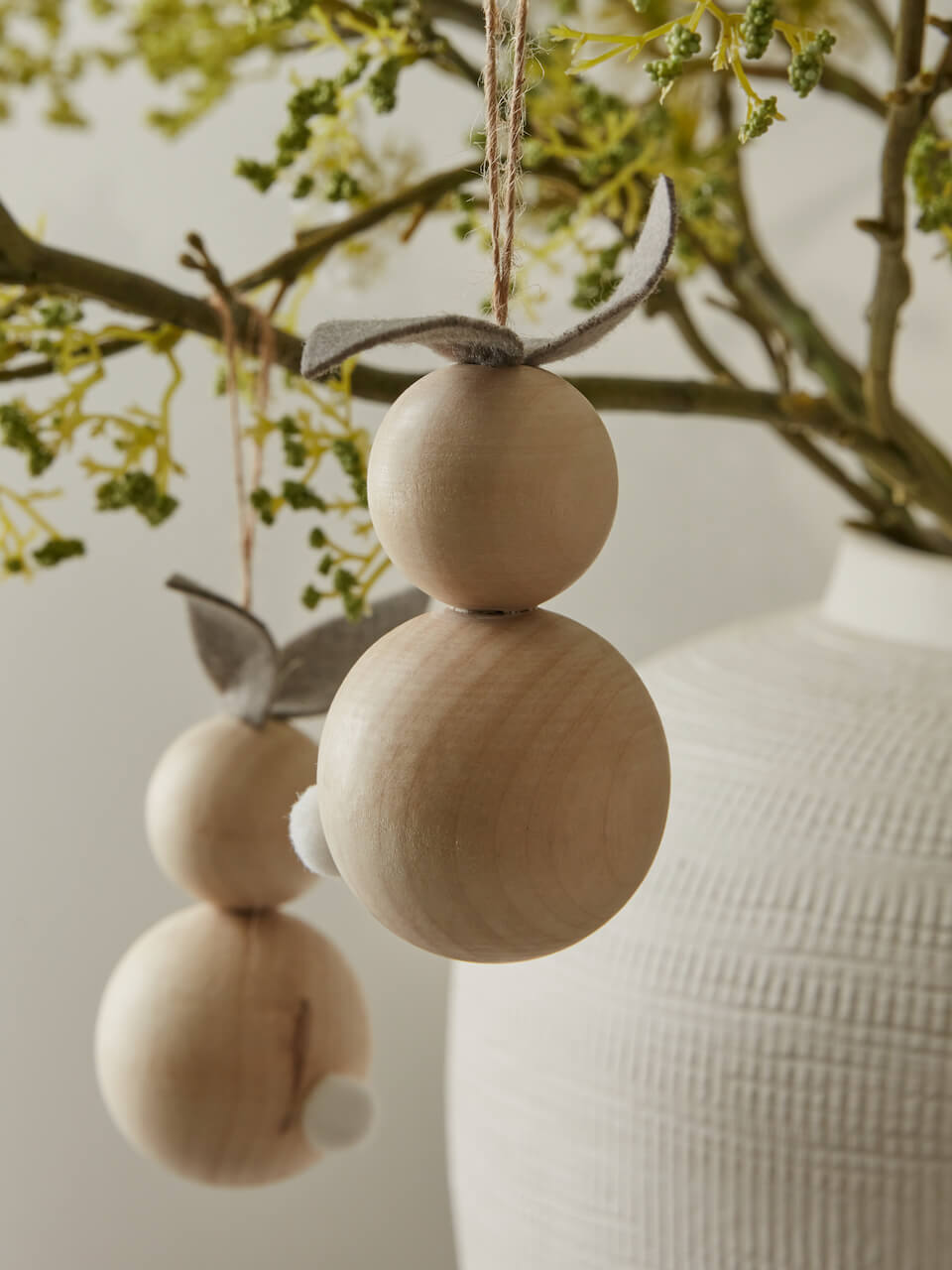 Wooden Hanging Easter Bunnies - Set of 6