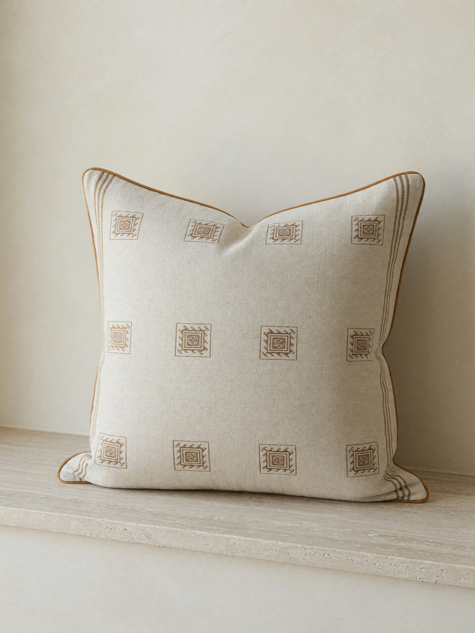 Cream and Caramel Pattern Cushion Cover