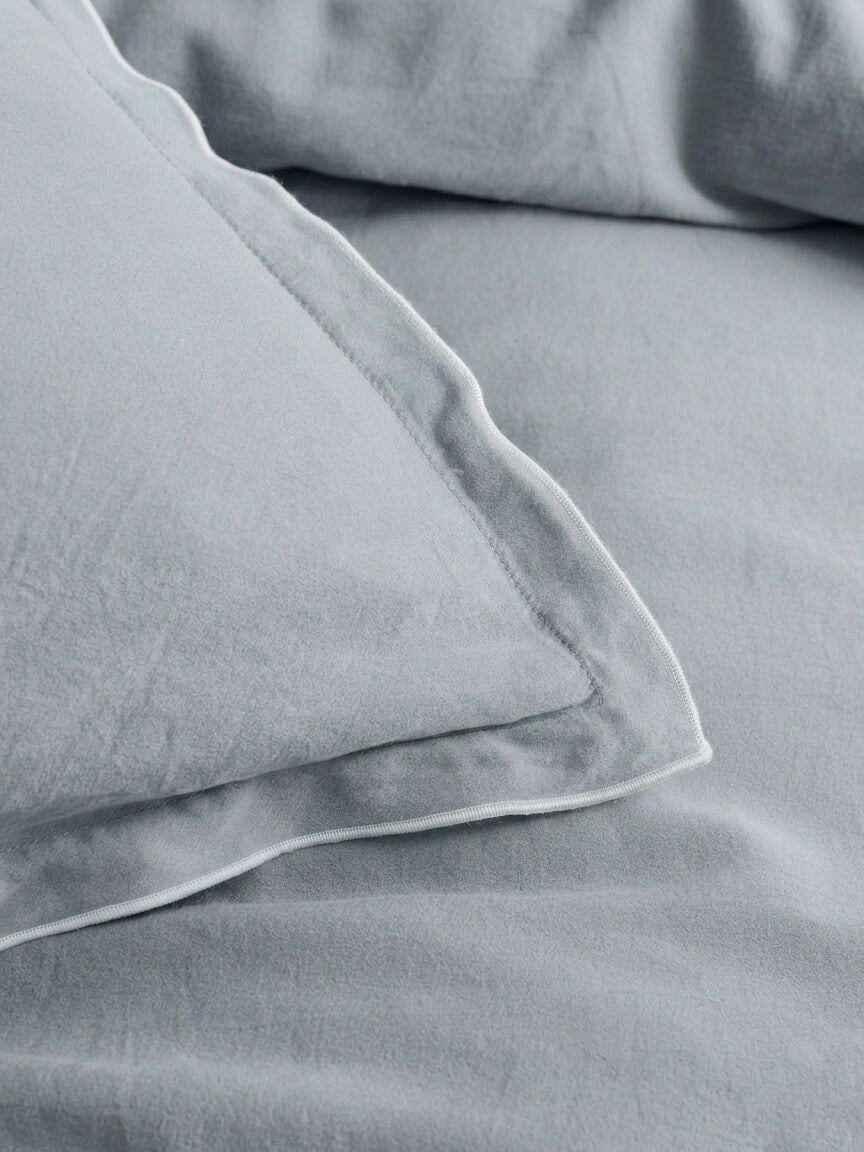 Lisbon Blue Fog Cotton Pillowcase - Set of 2