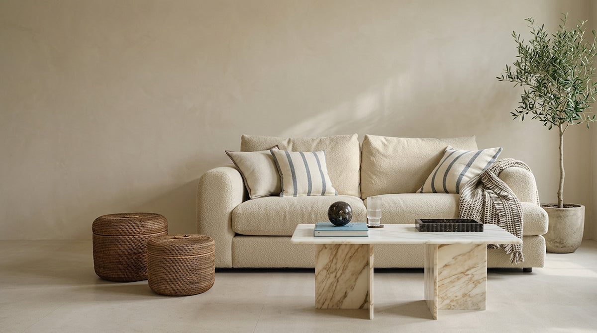 A calm, layered Layered Lounge interior